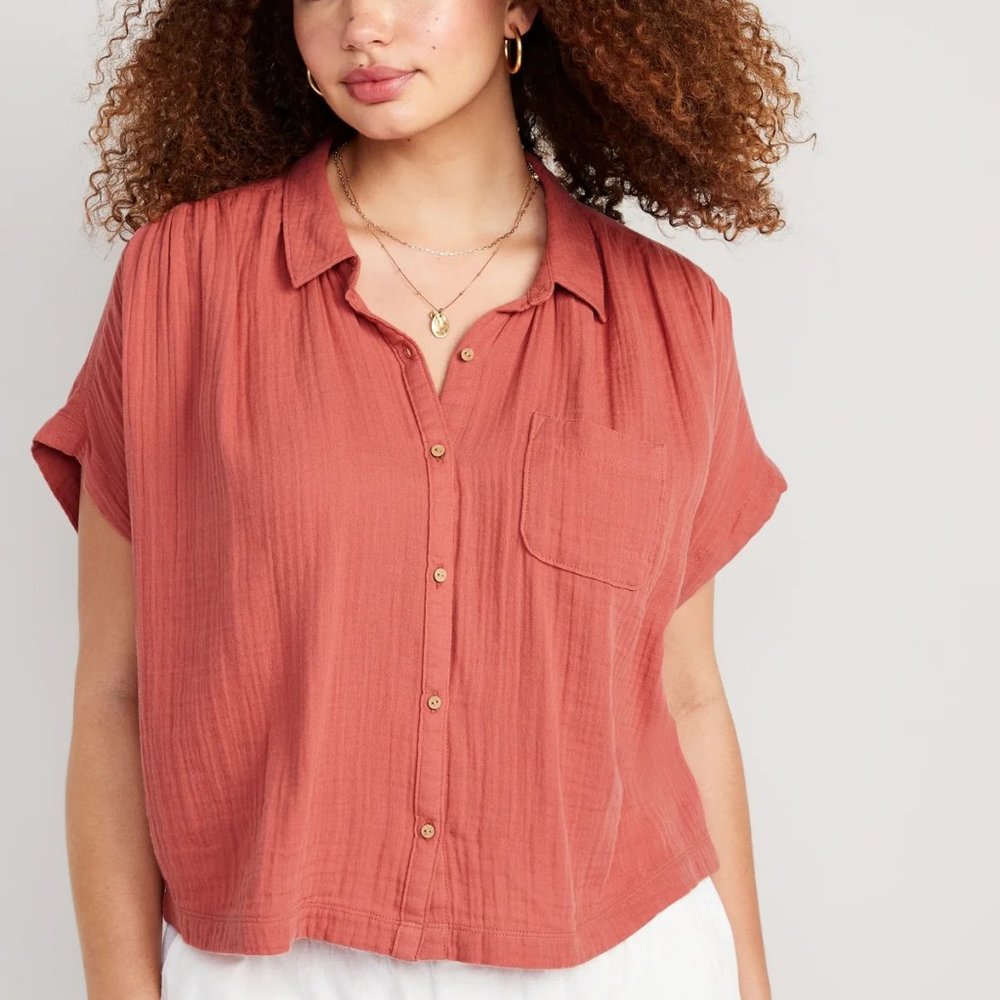 V-Neck Dolman-Sleeve Blouse